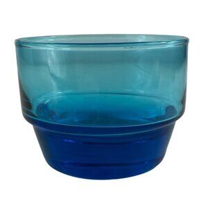 Mid-Century Bright Blue/Turquoise Weighted Bottom Lowball Cocktail Glass